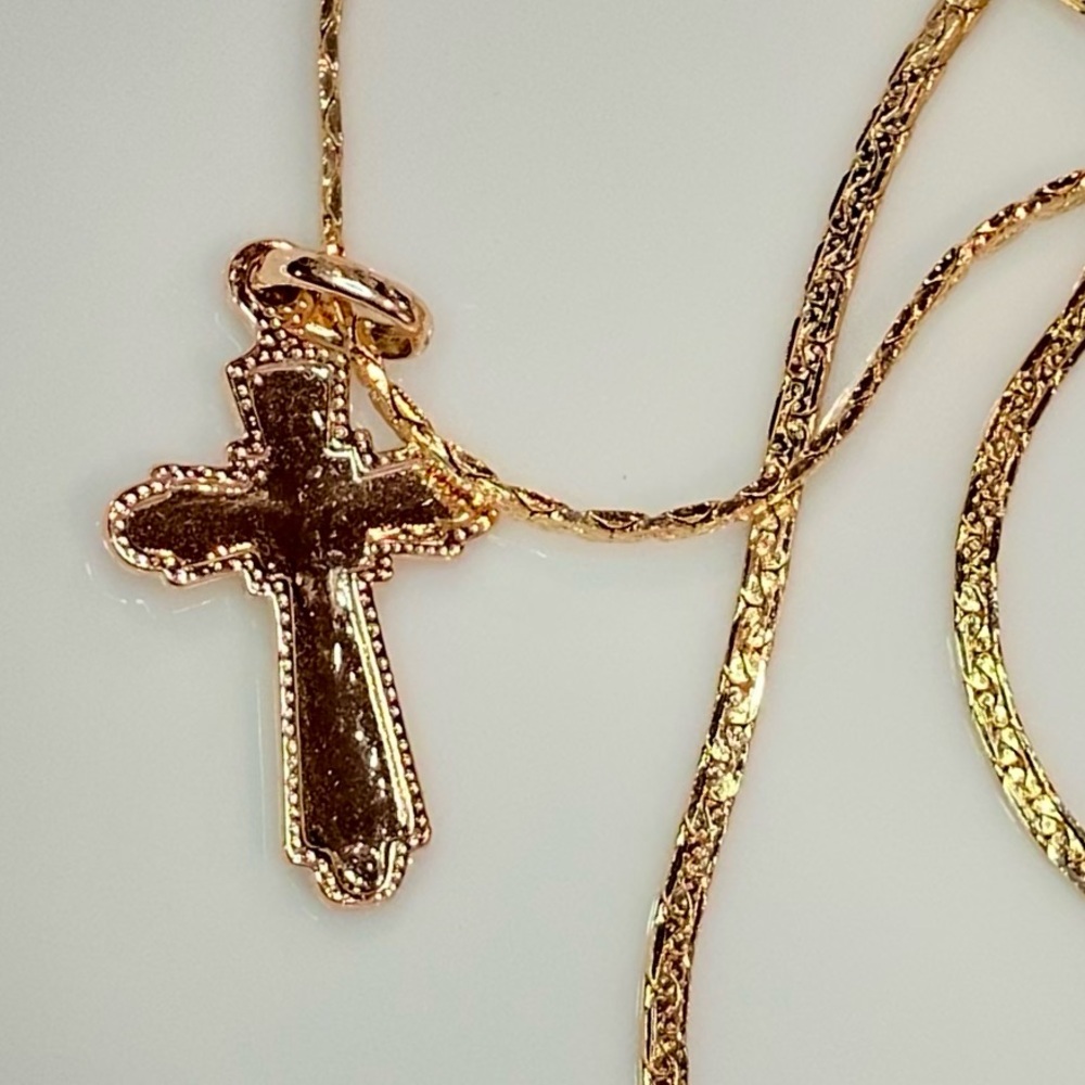 Gold plated 18k Cross Pendant Necklace 26” - Picture 14 of 17